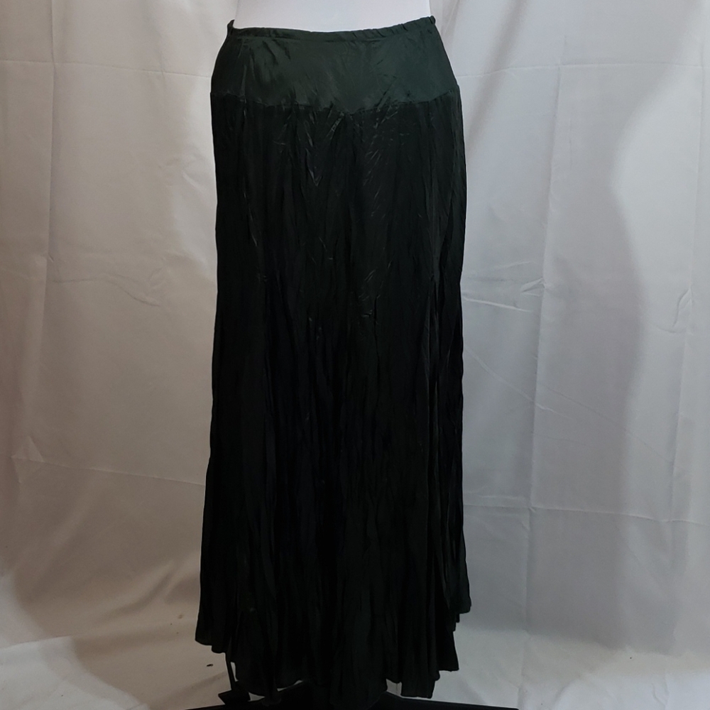 NWT Karen Kane green fall crushed maxi skirt S